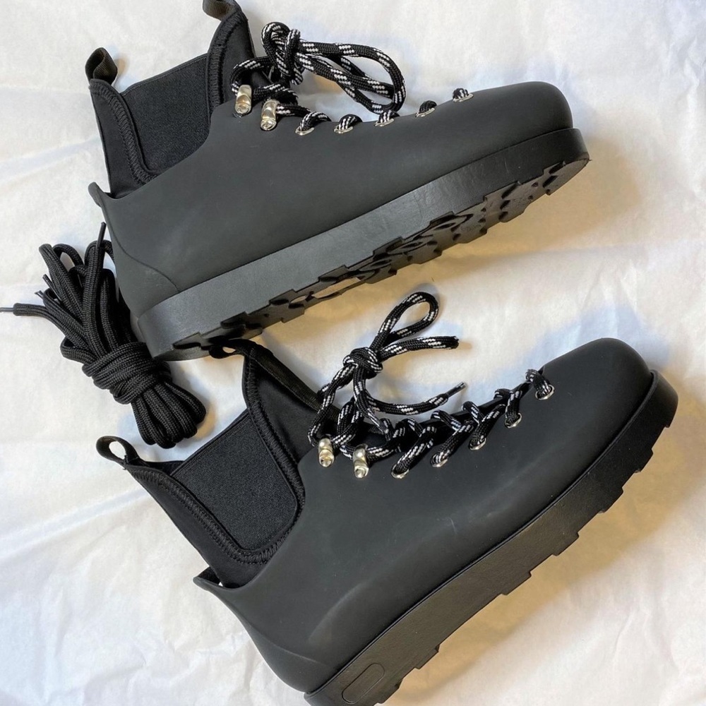 Jeffrey Campbell Lace-Up Boot
Black Rain Boots, Hiking Boots, Womens Size 8 NEW